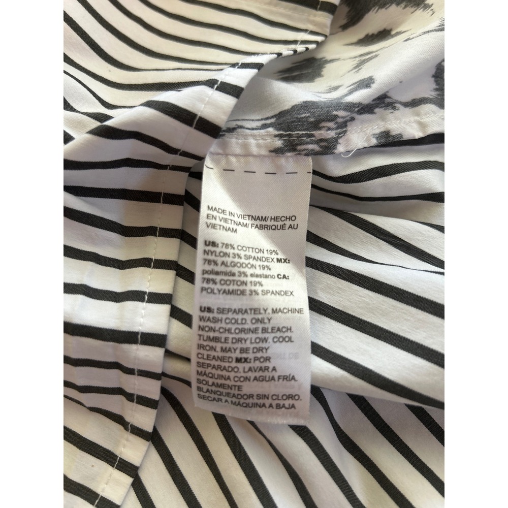 Chicos Mixed Print Button Down Shirt Black White Striped Paisley Size 3 XL 16/18 - Picture 4 of 4
